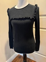 JOIE Black Wool Silk Blend Long Sleeve Sweater SZ 2 - £46.54 GBP