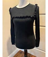 JOIE Black Wool Silk Blend Long Sleeve Sweater SZ 2 - £45.93 GBP