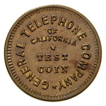 Général Téléphone Company Of California Essai Monnaie, San Francisco 21mm - $40.94