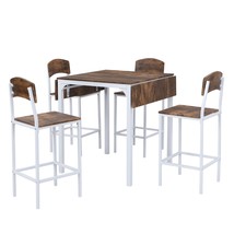 5-piece Counter Height Drop Leaf Dining Table Set with Dining Chairs - Rustic Br - £258.73 GBP