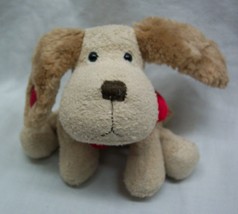 Russ Jasper The Cute Tan Dog W/ Red Hearts 4&quot; Plush Stuffed Animal Toy Bow 90&#39;s - £11.74 GBP