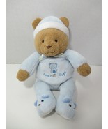 Carters Child Of Mine Plush Brown Teddy Rattle Bear Hugs blue pjs hat sl... - £31.47 GBP