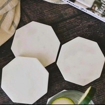 Zeal Living White and Grey Marble Geo Sophisticated Coasters New With Tags - £19.67 GBP