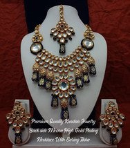 Indien Bollywood Style Plaqué Or Kundan Cou Collier Imposant Ensemble Bijoux - £148.05 GBP