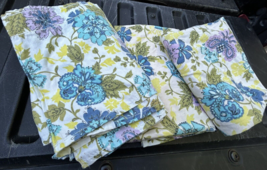 Vtg 50s/60s kitchen curtains soft blue green lilac floral shabby cottage... - $27.72