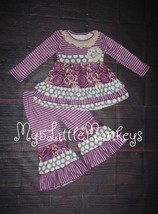 NEW Boutique Floral Tunic &amp; Bell Bottoms Purple Outfit Set - $27.88 CAD