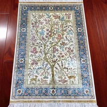 Tree of Life Wall Hanging Tapestry Decorative Handmade Silk Rug Carpet A... - $825.00