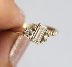 2Ct Emerald D/VVS1 Diamond Engagement Ring Wedding Band Set 14k Yellow Gold Over - £78.61 GBP
