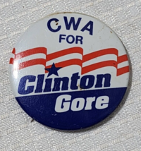 CWA for Clinton Gore Presidential Election Political Campaign Vest Pin - £9.42 GBP
