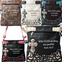 Western Purse Bible Verse Cross Carry Conceal Crossbody Handbag Shoulder Bag - £25.50 GBP