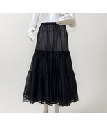 Vtg Malco Modes Petticoat Midi Skirt Large Layered Tiered Lace Black Roc... - $1,339.45 MXN