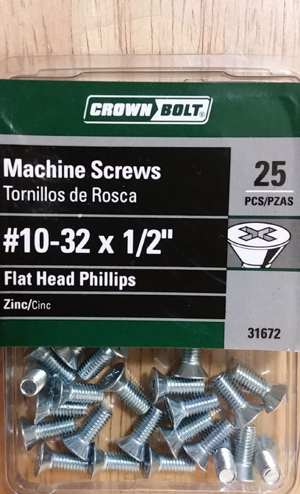25-Pc Machine Screws #10-32 x 1/2 Phillips Flat Head Zinc Crown Bolt 31672 - $6.95