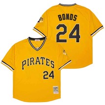 Pirates #24 Barry Bonds Jersey Old Style Uniform Yellow - £35.85 GBP