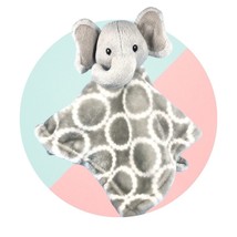 Hudson Baby HB Elephant Gray Circles Lovey Security Blanket Lovie Plush Toy 14&quot; - $14.84