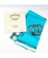 NEW Vintage 60s Dynasty Hong Kong Silk Scarf Blue Black White Crowns Box... - $89.99