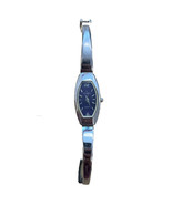 Vintage Peugeot Watch Women 22mm Silver Tone Oval Blue Dial Cuff New Bat... - $369.04 MXN