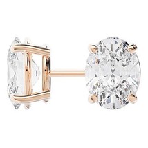 14k Rose Gold Oval Shape Diamond Stud Earrings .75 Carats - £1,183.08 GBP