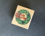 Stamp Craft  - Holly Wreath - Wood Rubber Stamp 1.5&quot; X 1.25&quot; - $9.81