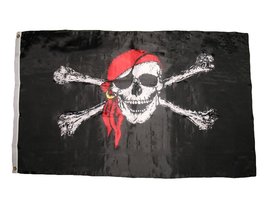 AES 2x3 Jolly Roger Pirate Skull and Crossbones Red Cap Hat Super Poly Flag 2&#39;x3 - £3.60 GBP