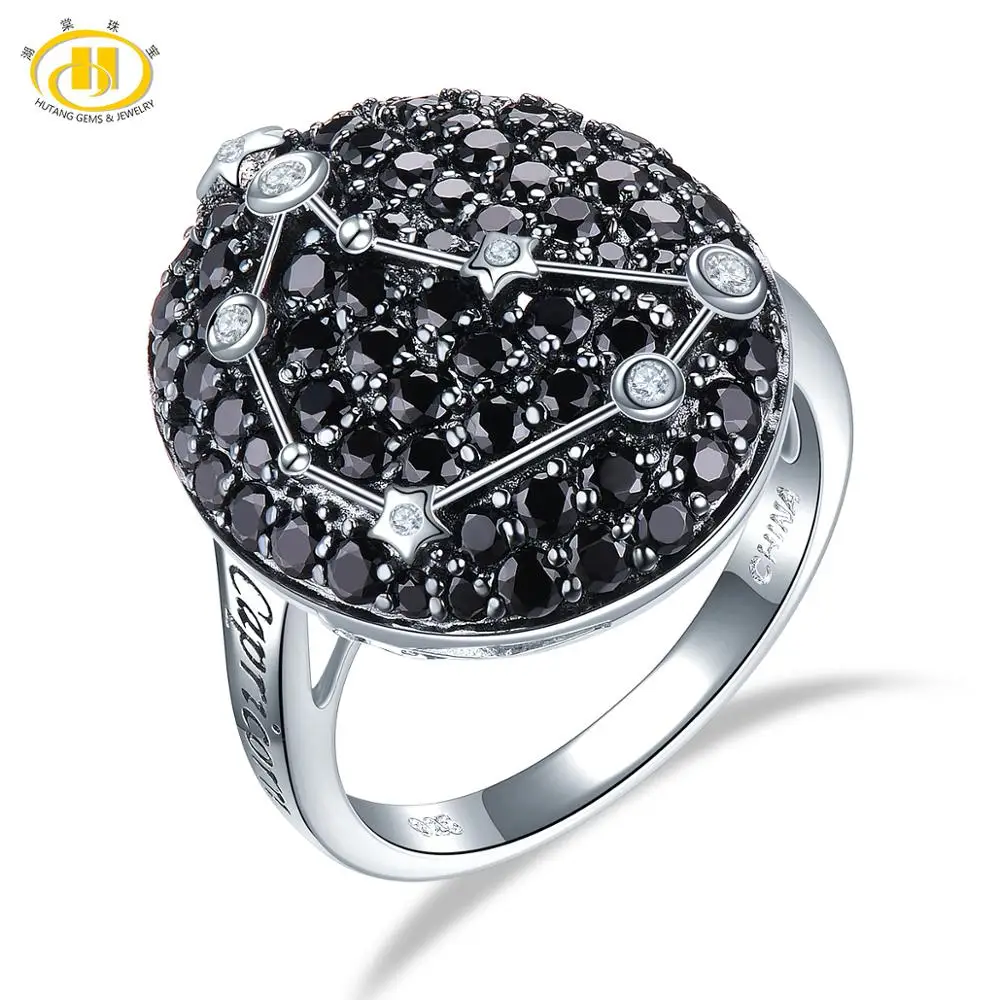 12 Constellation 925 Silver Rings Natural Black Spinel Sterling Silver R... - $68.10