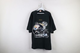 Vintage Y2K NFL Mens 2XL Faded Pittsburgh Steelers Football Helmet T-Shirt Black - £35.19 GBP