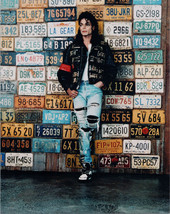 Michael Jackson iconic full length pose in torn jeans posing by car license wall - £7.86 GBP