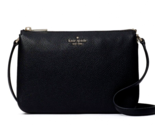 New Kate Spade Leila Pebble Leather Triple Gusset Crossbody Black with D... - £82.16 GBP
