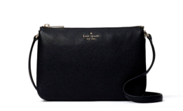 New Kate Spade Leila Pebble Leather Triple Gusset Crossbody Black with Dust bag - £83.44 GBP