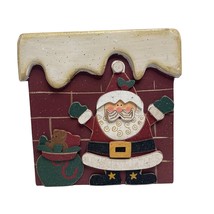 Christmas Santa Claus Wooden Tissue Box Holder Rustic Primitive Holiday Chimney - $14.73