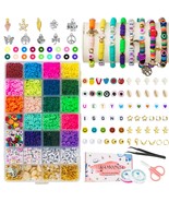 4080Pcs Clay Beads Kit Flat Polymer Round Disc Diy Bracelet Jewelry Maki... - £25.15 GBP