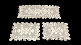 Vintage Handmade Crochet Lace Placemats Set of 10 w/ Table Runner 29"x12" image 2