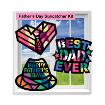 Father&#39;s Day Suncatcher Craft - 3 Sets Stained Glass Effect Paper Window... - $9.99+