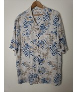 CARIBBEAN Ivory SS Button Up Hawaiian Floral Rayon Casual Shirt size LARGE  - $15.95