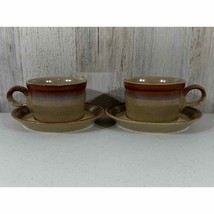 Vintage Mikasa Potters Art Ben Seigal Design Country Cabin 2 Cups 2 Saucers Lot - £7.60 GBP