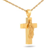 18K Solid Gold Mary on Cross Pendant/Necklace Funeral Cremation Urn for Ashes - £869.27 GBP