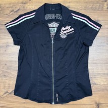 Harley-Davidson Womens Black Pink White Zip Up Garage Mechanics SS Shirt... - £28.06 GBP