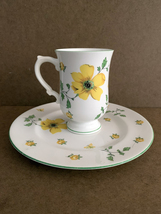 Royal Victoria Fine Bone China Yellow Flower Teacup Plate Set, Dogwood Roses - £17.38 GBP