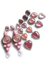 Pink Earrings, Long Earrings, Statement Earrings, Pink Silver Earrings, Beadwork - £44.99 GBP