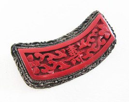 Unique Shape Vintage Chinese China Cinnabar Pin Brooch Project - $98.99