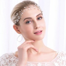 Floral Vine Wedding Headband Silver Crystals Beads bridal Headpiece with... - $24.31