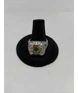 Stunning Silver Tone Square Simulated Light Yellow Stone Ring  Size 9.5 KG - $272.41 MXN
