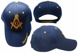 Freemason Navy Blue Embroidered Adjustable Hat Mason Masonic Baseball Cap - £17.24 GBP