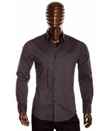 Gray long sleeve dress shirt Men&#39;s slim fit casual dress button up shirt... - £22.73 GBP