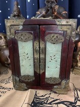 White Jade Panel, Iron Wood &amp; Brass - Spirit Transference Jewelry Vault ... - £297.72 GBP
