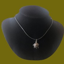 Vintage Philippe Audibert Paris Sterling &amp; Leather Necklace 15” Turtle P... - £99.91 GBP