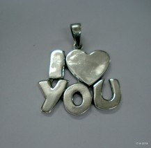 Ethnic Sterling Silver Pendant Necklace I Love You Pendant Heart Love pe... - $98.01