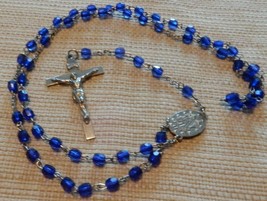Beautiful Vintage Blue Beaded Rosary Marked Lajarco - $35.00