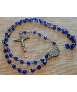Beautiful Vintage Blue Beaded Rosary Marked Lajarco - $35.00