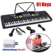 Full Size 61 Key Music Digital Electronic Piano Keyboard With Microphone &amp; Stand - £83.90 GBP