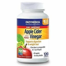 NEW Enzymedca Apple Cider Vinegar with the Mother Unfiltered Non-GMO Vegan 120C - £33.07 GBP